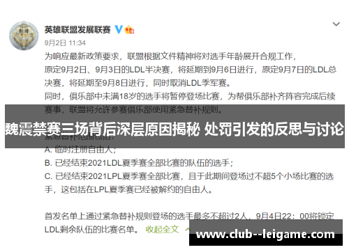 魏震禁赛三场背后深层原因揭秘 处罚引发的反思与讨论